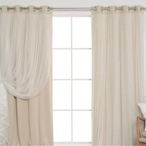 Black out curtains with tulle overlay set of 2